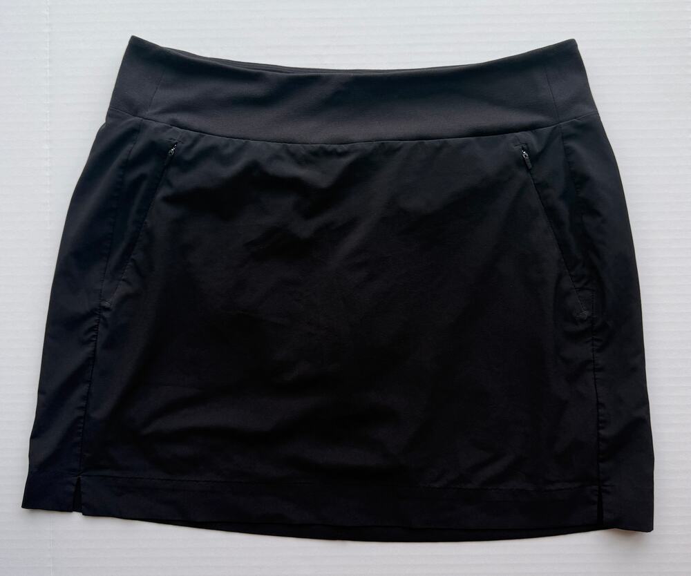 Athleta Soho Skort Black Size 10 Zip Pockets Built-In Shorts Skirt